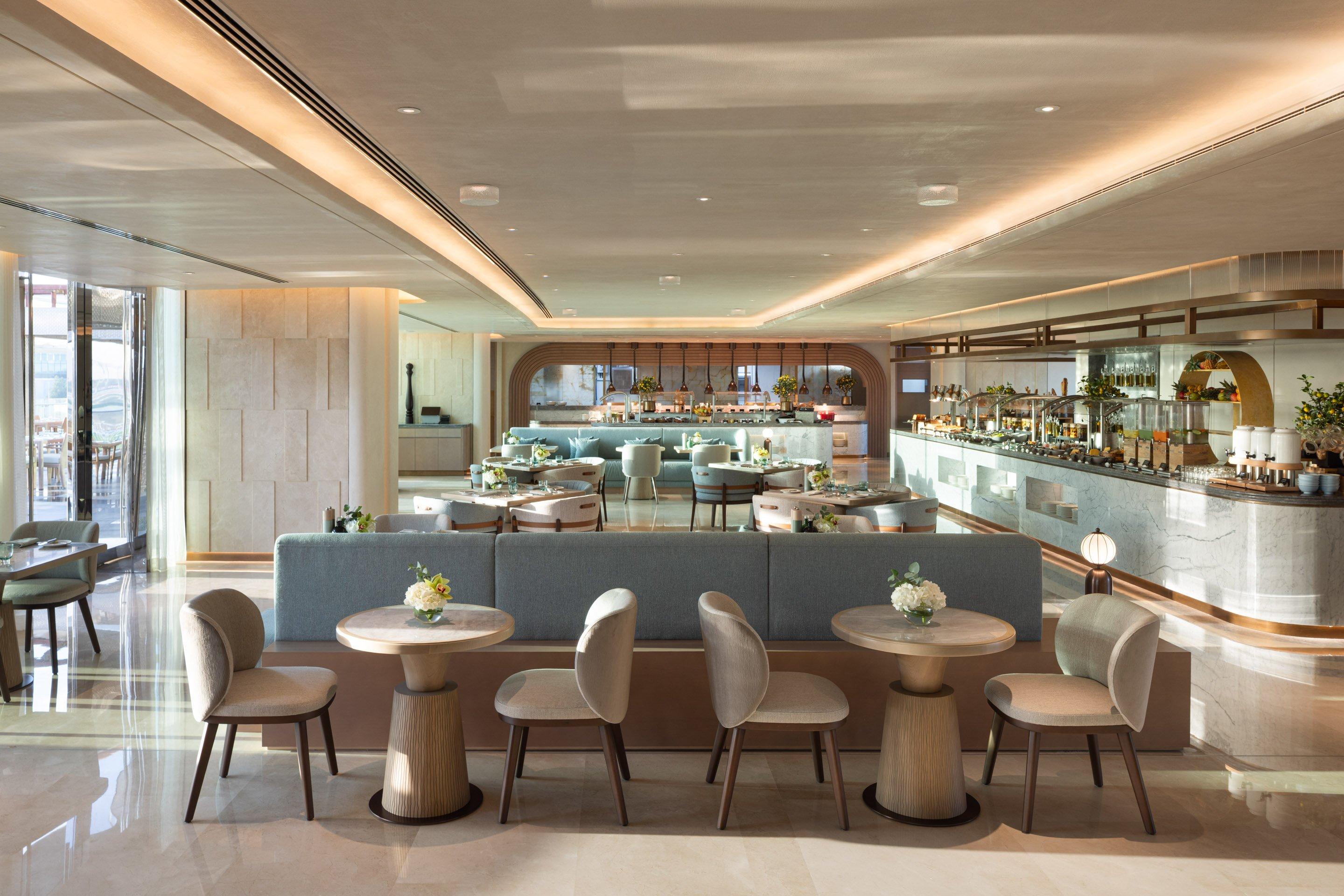 Farriers restaurant at The Meydan Hotel with race course views 
